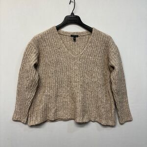 Eileen Fisher Women Wool Alpaca Knit Sweater Size SP Small Petite V-Neck C065 28